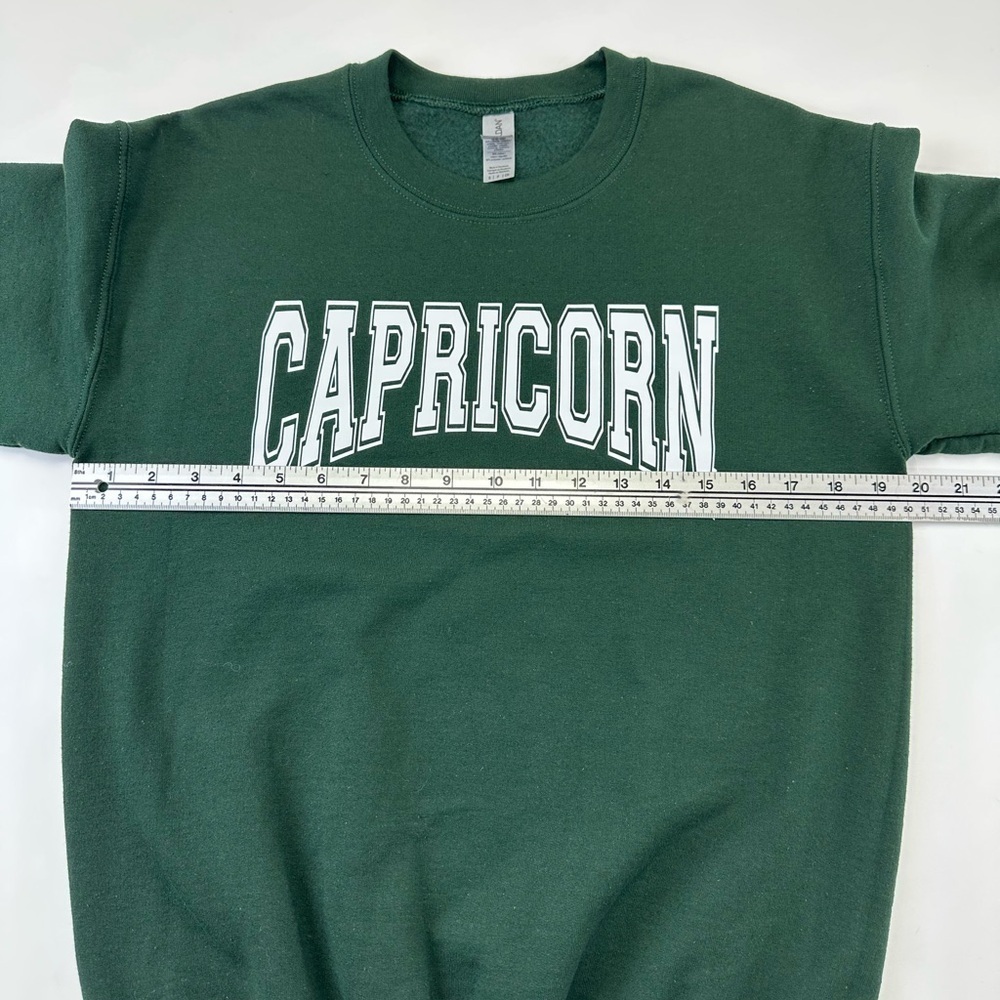 Capricorn Varsity graphic evergreen crew neck fleece womens sweatshirt Small - Picture 5 of 9